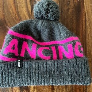 Dancing Queen Kids Pom-Pom Beanie - Gray and Pink
